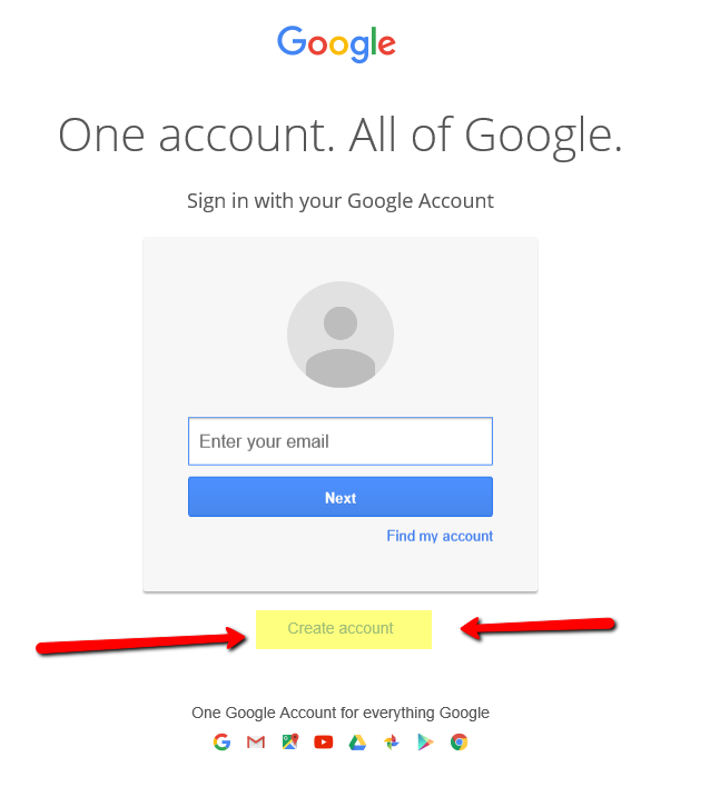 google account create new account login