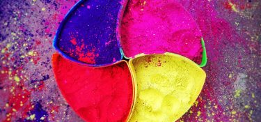 Colored chalk in holders